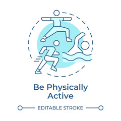 Physical activity soft blue concept icon. Cancer prevention. Sport and fitness. Active lifestyle. Round shape line illustration. Abstract idea. Graphic design. Easy to use in brochure