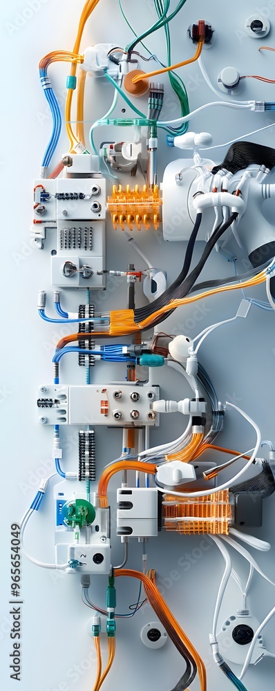 Poster abstract technology background with colorful wires.