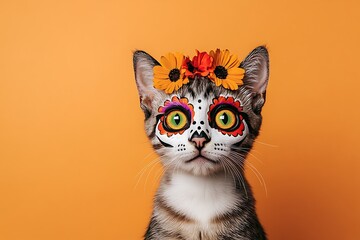 funny animal skull makeup on day of dead holiday