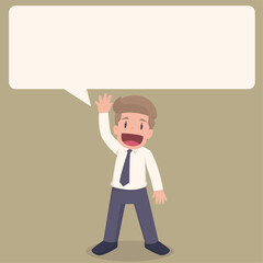 Businessman Smiling  Raise your hand illustrator Vector.