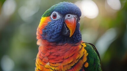 Obraz premium Colorful rainbow lorikeet parrot posing on a sunny day