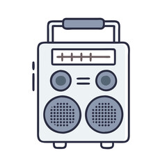 Obraz premium Boombox in minimalist gray style representing portable music playback