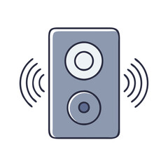 Speaker with sound waves in minimalist gray design for audio output