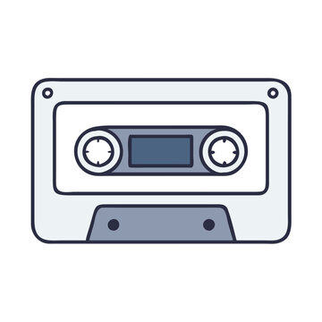 recommend clip art: Audio cassette tape in blue outline style