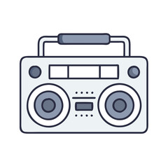 Fototapeta premium Boombox Blue Minimalist Portable Stereo Symbol
