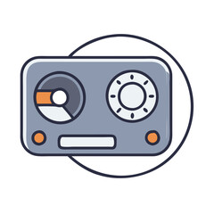 Retro Radio Blue Minimalist Vintage Audio Device Symbol