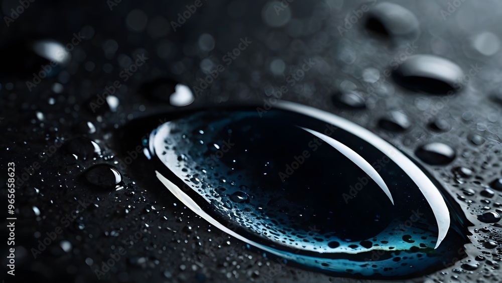Poster a drop of water on a dark surface - generative ai