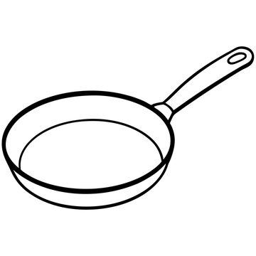 frying pan outline coloring book page line art illustration digital drawing
