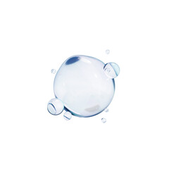 Transparent bubbles. 3D Soap bubble floating on transparent background. Soap transparent balloon. 3D Rendering. Render of transparent glass circle liquid object, soap water bubble with reflection. PNG