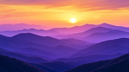 Fototapeta premium Mountain landscape at sunrise with vibrant colors, scenic view. Serenity and nature concept