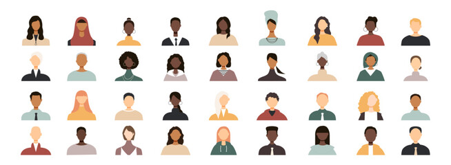 Icons of different people. Modern design.