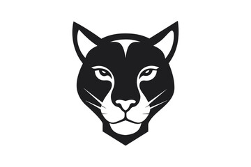  a tiger  head icon, featuring a modern stylish shape with an underline, set on a solid white background 