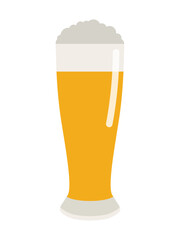 Beer glass with foam, isolated on a white background. Beer mug icon  illustration. Cheer up friend. Glass of beer. Have a beer with your friends. Great for pub menu illustrations. Cold drinks concept.