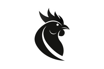 a Chicken head icon, featuring a modern stylish shape with an underline, set on a solid white background