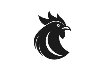 a Chicken head icon, featuring a modern stylish shape with an underline, set on a solid white background