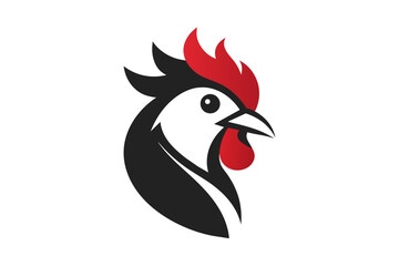 a Chicken head icon, featuring a modern stylish shape with an underline, set on a solid white background