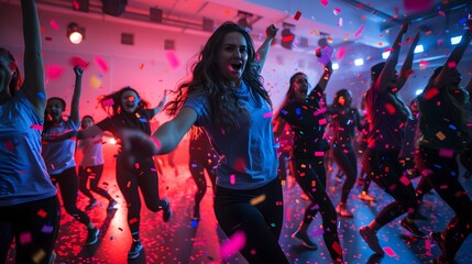 Radiant Teen Enjoying Intense Latin Aerobics Workout