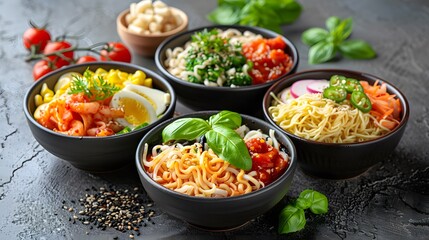 Different Noodle Types: A Styled Bowl of Spicy, Healthy Asian Cuisine