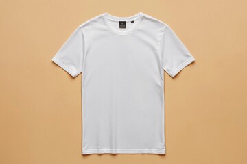 Simple Tshirt Flatlay mockup in beige background created with generative AI