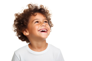 Happy young boy expressing joy with a big smile Isolated on white background