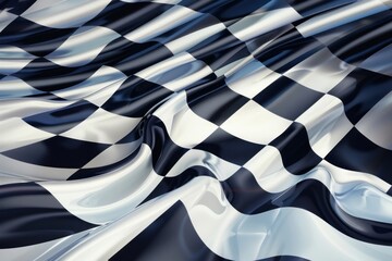 Checkered black and white flag on the wind car transportation automobile.