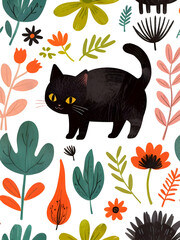 Nursery Cat Animal Illustration Art