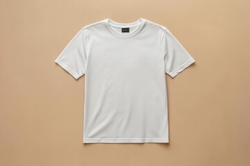 Simple Tshirt Flatlay mockup in beige background created with generative AI