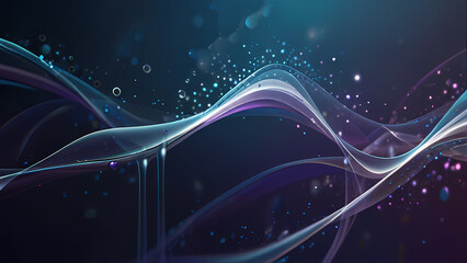 Obraz premium Abstract background where molecular shapes float in a swirling, misty atmosphere, using soft gradients of blues, purples, and whites