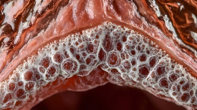 66. "Close-up view of a human tongue with oral lichen planus