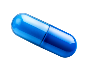 One blue capsule pill cut out design element