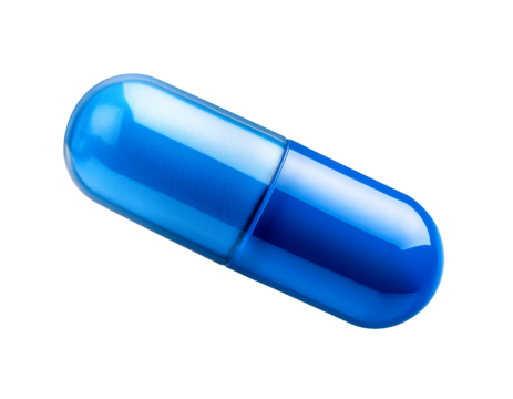 One blue capsule pill cut out design element