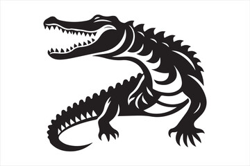 Crocodile Silhouette Vector Illustration, simple vector art style