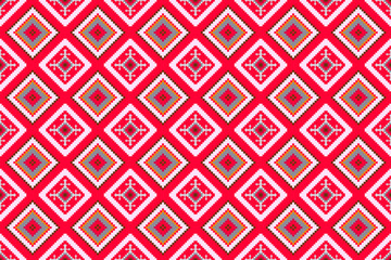 Geometric ethnic ikat pattern seamless oriental traditional design floral background wallpaper carpet clothing wrapping vector illustration texture fabric print