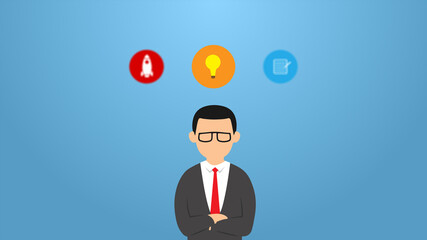 Businessman Contemplating Innovation and Strategy	
