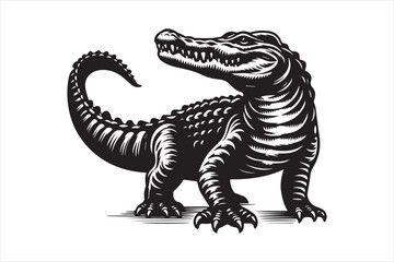 Crocodile Silhouette Vector Illustration, simple vector art style