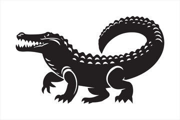Crocodile Silhouette Vector Illustration, simple vector art style
