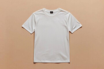 Simple Tshirt Flatlay mockup in beige background created with generative AI