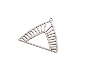 Geometric Triangle Metal Charm: Gold-Toned Pendant with Striped Cutout Design - Modern Jewelry Finding for DIY Crafts, Necklaces, and Minimalist Accessories