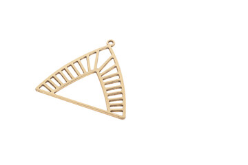 Obraz premium Geometric Triangle Metal Charm: Gold-Toned Pendant with Striped Cutout Design - Modern Jewelry Finding for DIY Crafts, Necklaces, and Minimalist Accessories