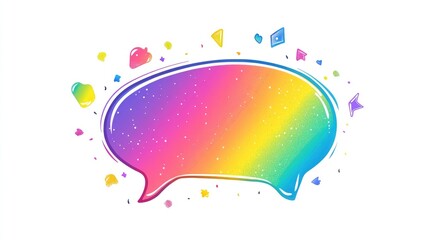 Rainbow gradient line illustration of a cartoon speech bubble