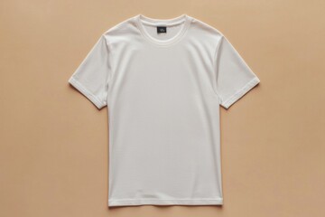 Simple Tshirt Flatlay mockup in beige background created with generative AI