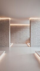 White brick wall, free space, white floor, soft light