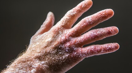 43. "Close-up view of a human hand with ringworm infection