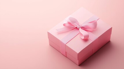 Obraz premium A beautifully wrapped pink gift box with a ribbon, ideal for any special occasion or celebration.