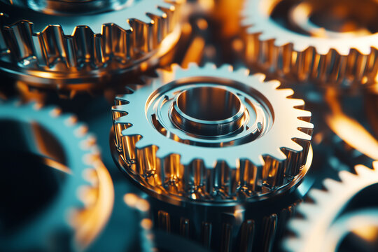 close up of a gear | gear wheel | Metalic gears |  cogs | machinery | mechanical | engineering | industrial | clock - Powered by Adobe
