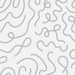 Abstract Neutral Seamless Pattern with Liquid Lines. Modern Minimalist Background with geometric shapes squiggles doodles curves waves. Contemporary repeat vector illustration