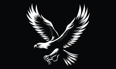 Black And White Eagle Vector Art