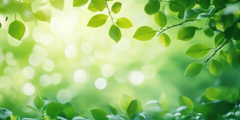 Obraz premium A vibrant green leaf backdrop, softly illuminated by natural light, creating a tranquil and refreshing atmosphere.