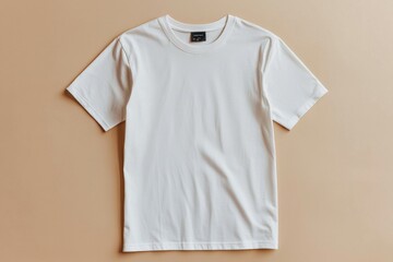 Simple Tshirt Flatlay mockup in beige background created with generative AI