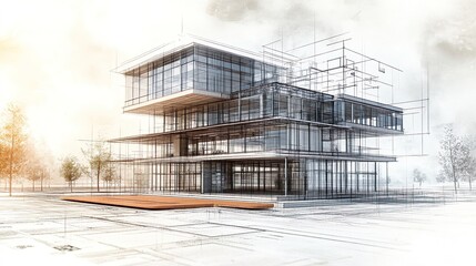 Structural design blueprint of a commercial office complex architectural plan picture